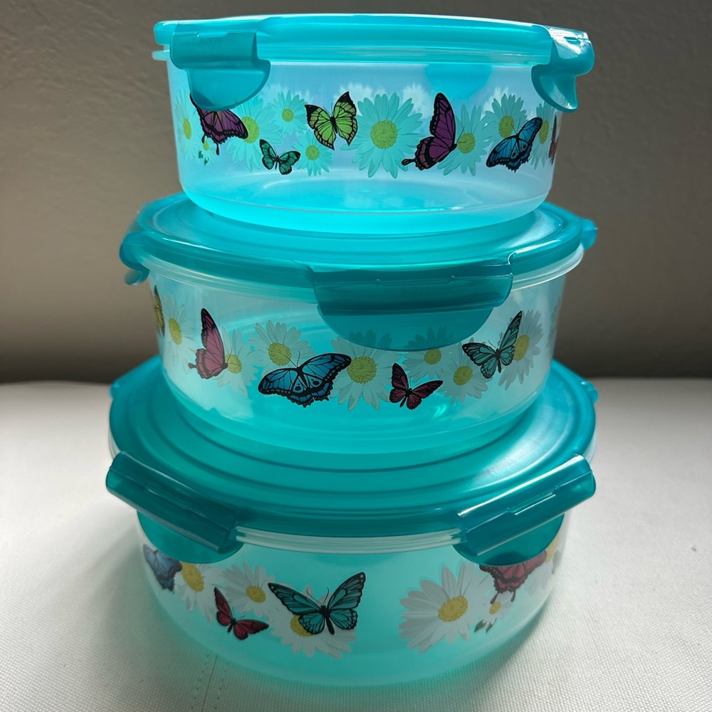 NEW Butterfly and Flower Food Storage Containers